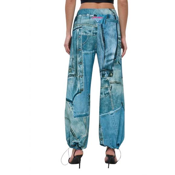 NEW VERSACE denim print gympants in bonnie light blue - Picture 4 of 4